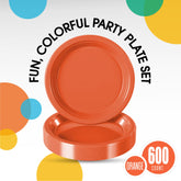 7 In. Orange Plastic Plates | Case of 600